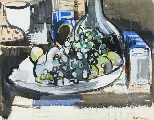 BEN BENN Still Life with Bottle and Grapes.